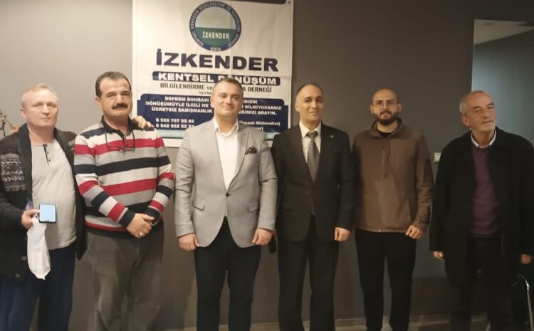  İzmir Kentsel Dönüşüm Bilgilendirme ve Dayanışma Derneğini (İZKENDER) ziyaret ettik.Kentsel dönüşüm ile ilgili değerli fikirlerini aldık.Projelerimizi anlattık.Dernek başkanı Cem Şeker ve değerli yönetimine misafirperverlikleri için teşekkür ederiz.#bayraklıdaümitvar