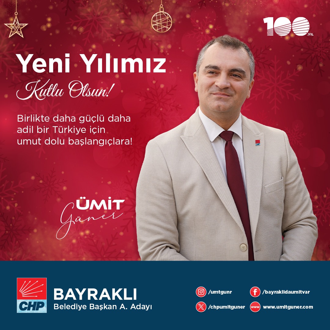 Tüm vatandaşlarımızın yeni yılını en içten dileklerimle kutlar; sağlık, huzur ve başarı dolu bir yıl geçirmeyi temenni ederim.#ümitgüner #bayraklıdaümitvar #mutluyıllar